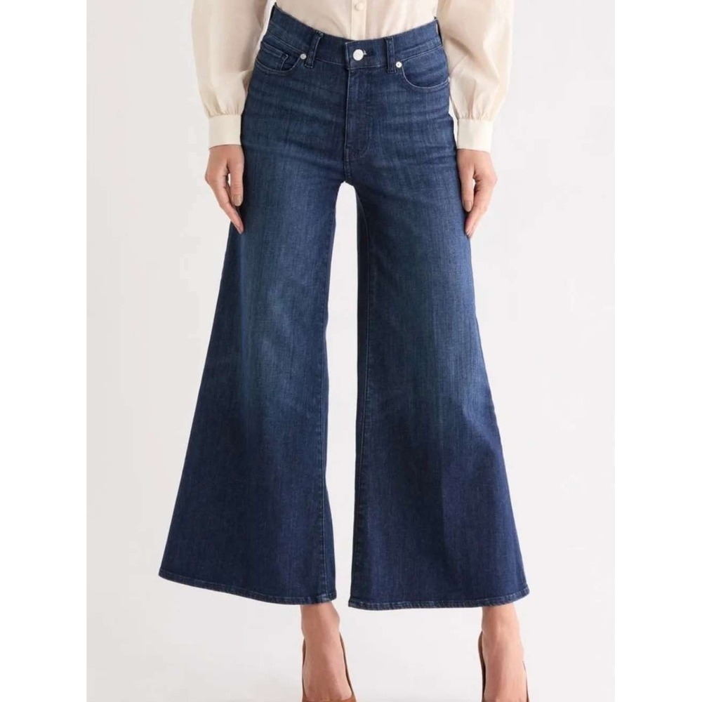 FRAME Le Palazzo Crop Wide Leg Jeans 30 Guilty Dark Wash High Rise Flare Stretch